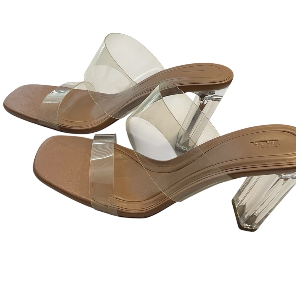Zara Transparent and Tan Heels